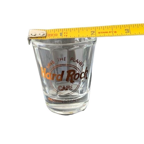 Vintage Hard Rock Cafe Washington Save The Planet Shot Glass Gold Lettering - Picture 4 of 5